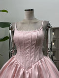 MQTIME  -  Sexy Spaghetti Strap Backless Bow Design Mini Dress Women Pink Black Sleeveless Lace Patchwork A-line Dresses Birthday Party