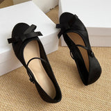  MQTIME  -  Fashion Satin Bowknot Mary Janes Women Ballet Flats Spring Autumn Comfortable Shallow Strap Buckle Lolita Girls Dance Shoes
