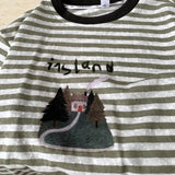  MQTIME  -  Boys Suit Spring/summer New Childrens Clothes Boys Baby Print Stripe T-shirt Denim Cropped Pants Two-piece Set Simple