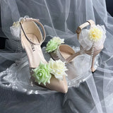 MQTIME  -  bridal wedding heels High heels shoes elegant champagne Lolita cosplay y2k accessories Wedding shoes 2000s designerdress heel