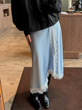  MQTIME  -  Fashion Women Lace Patchwork Skirt Elegant Solid Split A Line Midi Skirts Female 2026 Spring Summer Casual Chic Lady Clothes