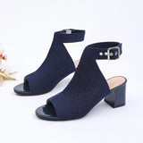 MQTIME  -  New Women's Sandals Fashion Hollow Knitted Breathable High Heels (Heel Height 5cm)