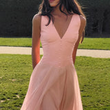 MQTIME  -  Elegant Dresses Date Modest Sweet Romantic V-neck Summer Charming French Stylish Feminine Trendy Women Party Evening Gown