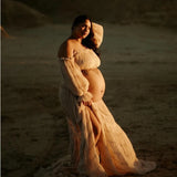 MQTIME  -  Bohemian Photoshoot Pregnancy DressOne Shoulder Pleated Chiffon Elegant Two Piece Dress Set Maternity Dresses for Baby Showers
