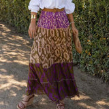 MQTIME  -  Women Elegant Floral Print Pleated Long Skirts Summer Fashion Elastic Waist Loose Chiffon Skirts Casual Ruffled Bohe Party Skirt