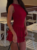 MQTIME  -  Spring/Summer Women's Sexy Sleeveless Red Knitted Dress Female Daily Clothing New Style Women Slimming Sweet A Line Dresses