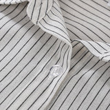  MQTIME  -  Children's Cotton Linen Buttons Black And White Striped Suit Autumn New Boys And Girls Long-Sleeved Shirt Drawstring Shorts Sets