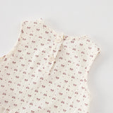 MQTIME  -  Summer girls' bow print sleeveless top and shorts set, baby's fresh and delicate lace full print 2-piece set