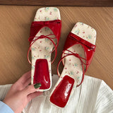MQTIME  -  New Summer High Heels Fashion Flower Pink Bow Wedge Sandals for Women Wear Sandalias De Mujer