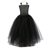  MQTIME  -  Halloween Girls Mesh Dress 2025 New Kids Black Long Tulle Gown Children's Halloween Party Vestidos Teenager Fashion Clothing