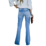 MQTIME  -  The New Tassel Stretch Mid-waist Micro Flared European and American Jeans Are Super Hot for Women