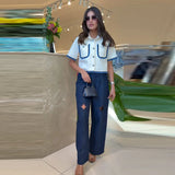 MQTIME  -  Fashion Women's Pants Middle Waist Straight Solid Hollow Out Female Long Trousers Early Spring New Holiday Chic Lady Pants