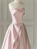 MQTIME  -  Pink Strapless Evening Dress Celebrity Banquet Party Dress Light Luxury Costume Engagement Dress Pink Patchwork Strapless Gown