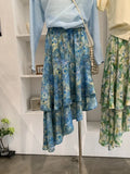 MQTIME  -  Summer Vacation Irregular Flower Print High Waist A-LINE Patchwork Fashion Skirts