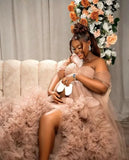 MQTIME  -  Puffy Ruffles Tulle Maternity Dresses To Photo Shoots Fluffy Tulle Robe Bridal Prom Gowns Women Dress Long Layered Elegant
