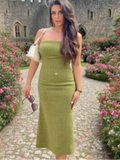  MQTIME  -  Fashion Slip Long Dress For Women Strapless Sleeveless Waist Cinching A-line Robe Summer Elegant Lady Evening Party Dresses