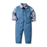 MQTIME  -  Fashion New Kids Boys Gentleman Clothing Set Long Sleeve Floral Bowtie Shirts+Vest+Trousers Toddler Boy Formal Suit