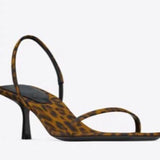 MQTIME  -  Versatile One-piece Buckle High-heeled Summer New Pointed Toe Roman Leopard Print Mid Heeled Women's Sandals