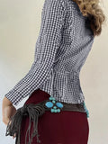 MQTIME  -  Spring New Design Color Contrasting Versatile Fine Grid Cotton Collar Long Sleeve Shirt for Women