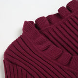 MQTIME  -  Autumn and Winter Textured Ruffle Collar Button Up Cardigan Top European and American Retro Style  Fit Cropped T-shirt for Women