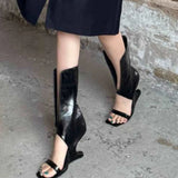 MQTIME  -  New Spring Fashion Women's Clip on High-heeled Sandals Black Hollow Out Comfortable Sexy Party Dance High-heeled Cool Boots