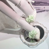 MQTIME  -  Lolita cosplay high heel Mary jane shoes y2k heels rose wedding shoes bridal heels pointed toe heel green white heel