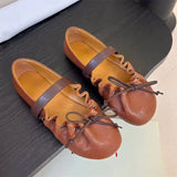 MQTIME  -  Ins style Fashion Pleated Bowknot Ruffle Women Ballet Flats Spring Summer Soft Leather Mary Janes Walking Loafers Casual Shoes