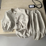  MQTIME  -  Set Spring and Summer New Childrens Clothing Korean Style Boys and Girls Vest Striped T-shirt Turnips Pants Three Sets
