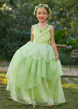 MQTIME  -  Christmas Girls' New 3D Butterfly Green Elf Long Mesh Princess Dress Halloween Carnival Cosplay Performance Costume