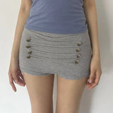  MQTIME  -  Button Tight Gray Hip Skirt Spice Girl Low Waist Anti-light Skirt
