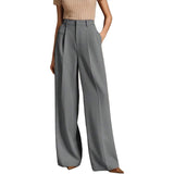 MQTIME  -  Elegant High Waist Wide Leg Women's Casual Spring Summer Loose Business West Pants Female Fashionable Commute Polyester