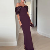 MQTIME  -  Fashion Slim One Shoulder Party Dress Women Sexy Stitching Satin High Waist Silk Dress Elegant Contract Color Long Dress