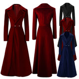 MQTIME  -  Women's Elegant Slim Fit Velvet Trench Long Coat Retro Temperament Red Evening Party Outfits Spring Beautiful Charming Jackets