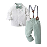 MQTIME  -  Spring Autumn Suspender Pants Children's Boys Suit Kids Toddler Baby Boys' British Gentleman's Clothes Suit