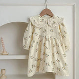  MQTIME  -  New Autumn Children Clothes 2-6 Yrs Baby Girl Party Dress Long Sleeved Cotton Solid Color Kids Princess Dresses