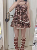 MQTIME  -  Summer Women's Casual Dresses Bow Lace Floral High Waist Fake Two-piece Dresses New Chic Vintage Daily Party Female Clothes