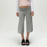 MQTIME  -  Women's Y2k Fold Over Loungewear Capris Wide Leg Cropped Flowy Gaucho Pants Comfy Casual Yoga Coluttes Pajama Bottoms