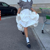 MQTIME  -  Fashion Satin Skirts Low Waist Plaid Color Regular Fit Midi Length Skirts Femme Vacation Ball Gown Long Skirt