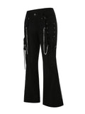 MQTIME  -  Women Chain Cargo Pants Dark Academia Hip Hop Punk Gothic Trousers High Waist Straight Long Pants Streetwear