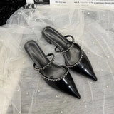 MQTIME  -  Luxury Rhinestone Designer High Heels Slippers Women Satin Pointed Tou Dress Shoes Summer New Fashion Slingback Sandals Women