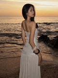  MQTIME  -  Fashion Chic Sequin Dress Women Sexy Sleeveless Patchwork Zipper Beach Vacation Birthday Party Club Stretch Bodycon