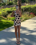  MQTIME  -  Sexy Irregular Patterned Dress Fashionable And Sexy Square-neck Sleeveless Trendy Hot Leopard Print Party Hip-hugging Lady Robe