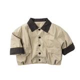 MQTIME  -  Spring New Children Long Sleeve Casual Coat Solid Boys Girls Vintage Jacket Baby Loose Tops Fashion Kids Clothes