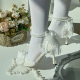  MQTIME  -  Elegant Rose Heels Pointed Toe Stiletto Handmade Embellished Romantic Victorian Ladies's Wedding Prom Party Lolita Pumps
