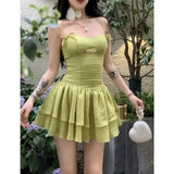 MQTIME  -  Summer temperament French Wizard of Oz sense of waist bow halter dress Spice Girls Puffy Dresses 2024