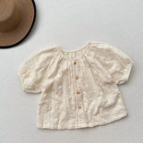 MQTIME  -  New Kid's Baby Summer Blouse Sweet Embroidery Floral Girls Short Sleeve Shirt Base Tops Children's Outdoor Clothes 1-6T