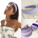 Mqtime New Purple Wide Headbands Solid Color Folds Pattern Hair Hoop Headbands Designer Hair Hoop Hair Accessories for Women