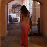 MQTIME  -  Luxury Hollow Waist Tube Top Dress Summer New Sleeveless Gradient Off Shoulder Evening Dress Elegant Lady Backless Banquet Gown