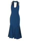 MQTIME  -  Sexy Spaghetti Strap Bodycon Ruched Summer Dress Women's Long Dress Fashion Elegant V-neck Holiday Summer Party Dress