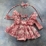 MQTIME  -  Baby Girl Embroidery Jumpsuits Princess Dress Romper Lace Long Sleeves V Neck Floral Clothes